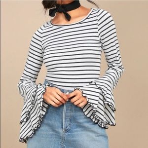 Free people striped bell sleeve top